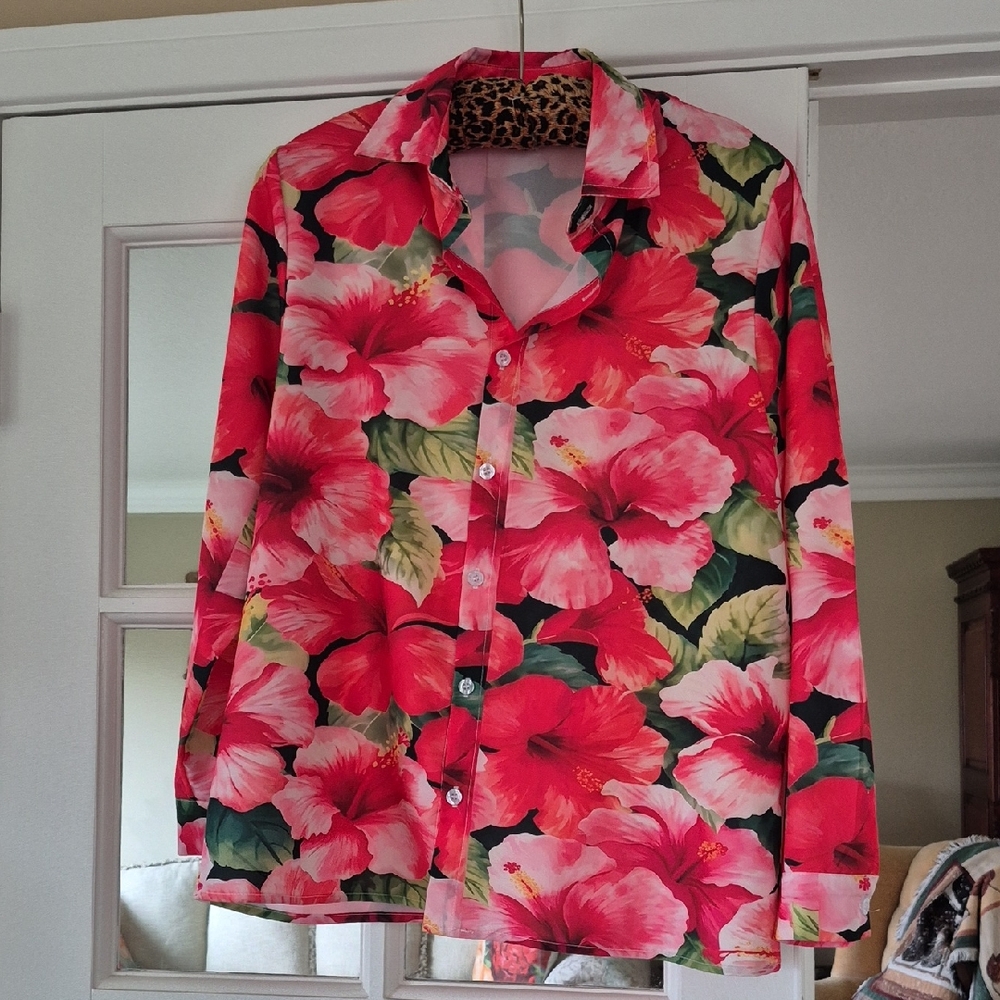 Bold Pink Floral Button-Up Shirt